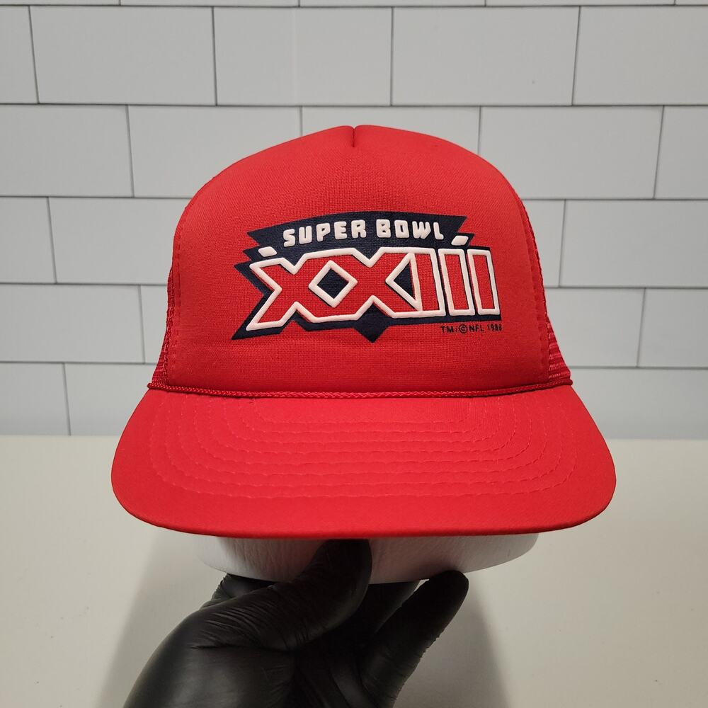 Vintage Super Bowl XXIII 1989 Winston Players Snapback Trucker Hat NFL Red